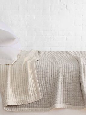 NWT! West Elm Reversible Double Cloth Cotton/Linen Blanket Quilt